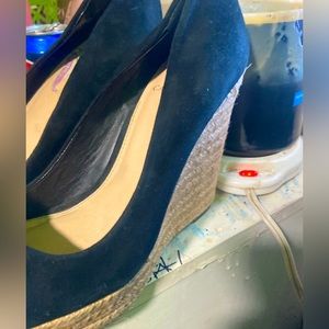 Vince Camuto Totsi Peep Toe Wedge Sandals, Black